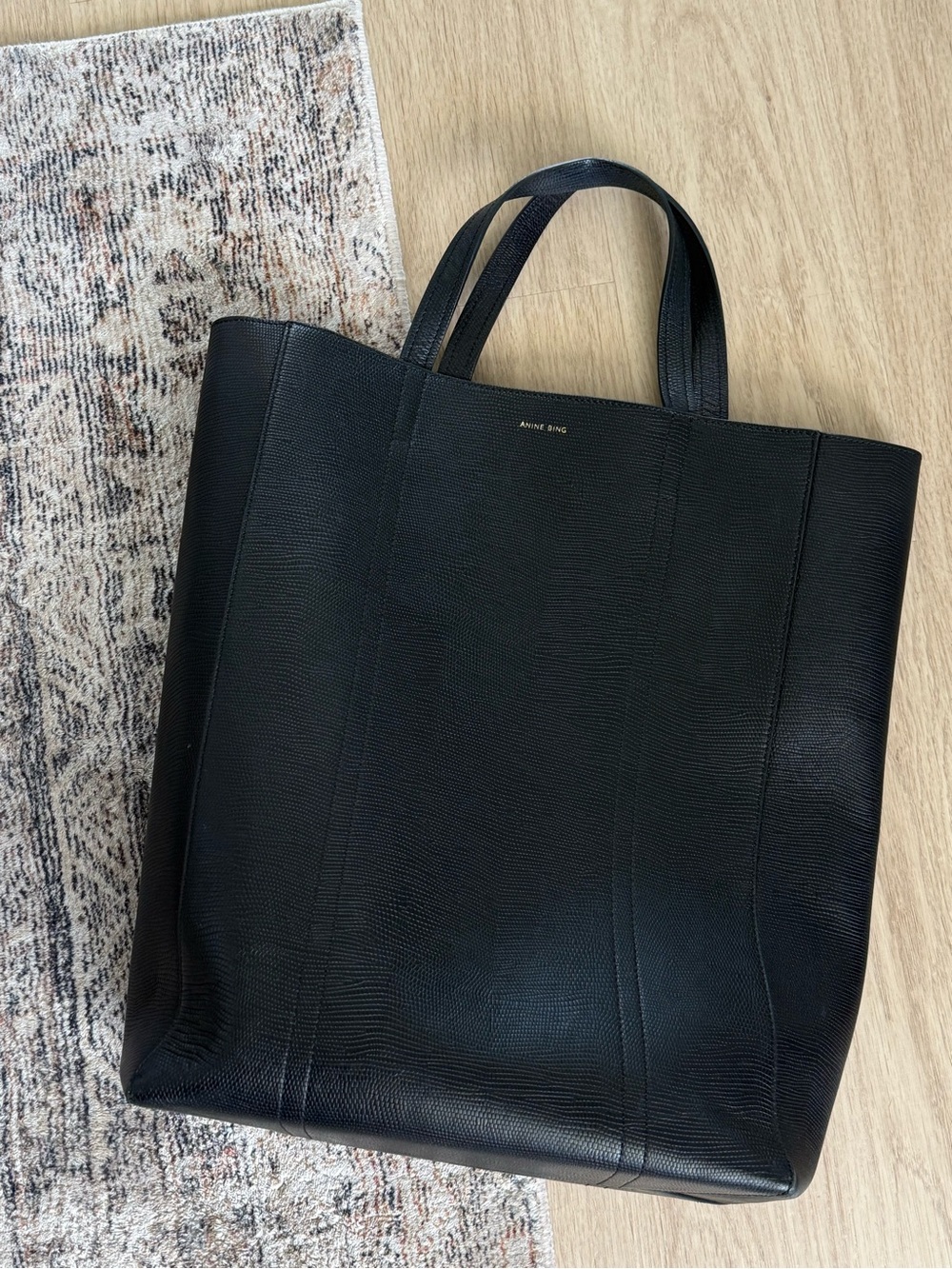 Anine Bing Black Leather Tote Bag